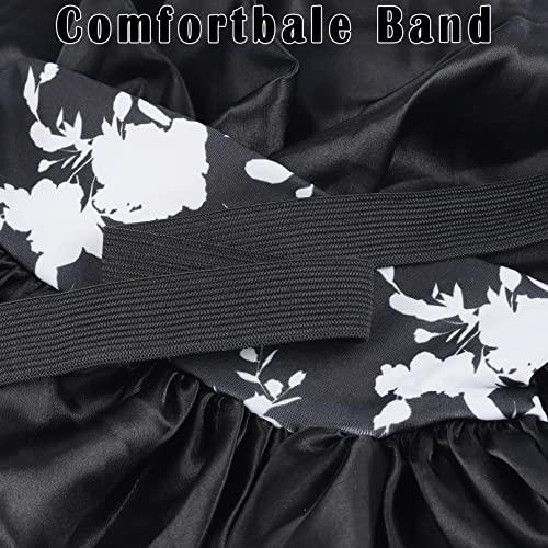 COSBAY 2PCS Satin Bonnets for Women,Soft Wide Elastic Band Silk Bonnet,Satin Silk Single Layer Large Satin Bonnet,Sleep Cap for Curly Hair,Satin Cap for Natural Braids Hair(Black+Purple)