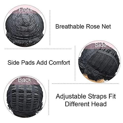 SINGA HAIR SINGA HAIR Human Hair Afro Wigs Short Brazilian Hair African American Curls Wig for Black Women Full Volume Cap Afro Wig (4# Medium Brown)