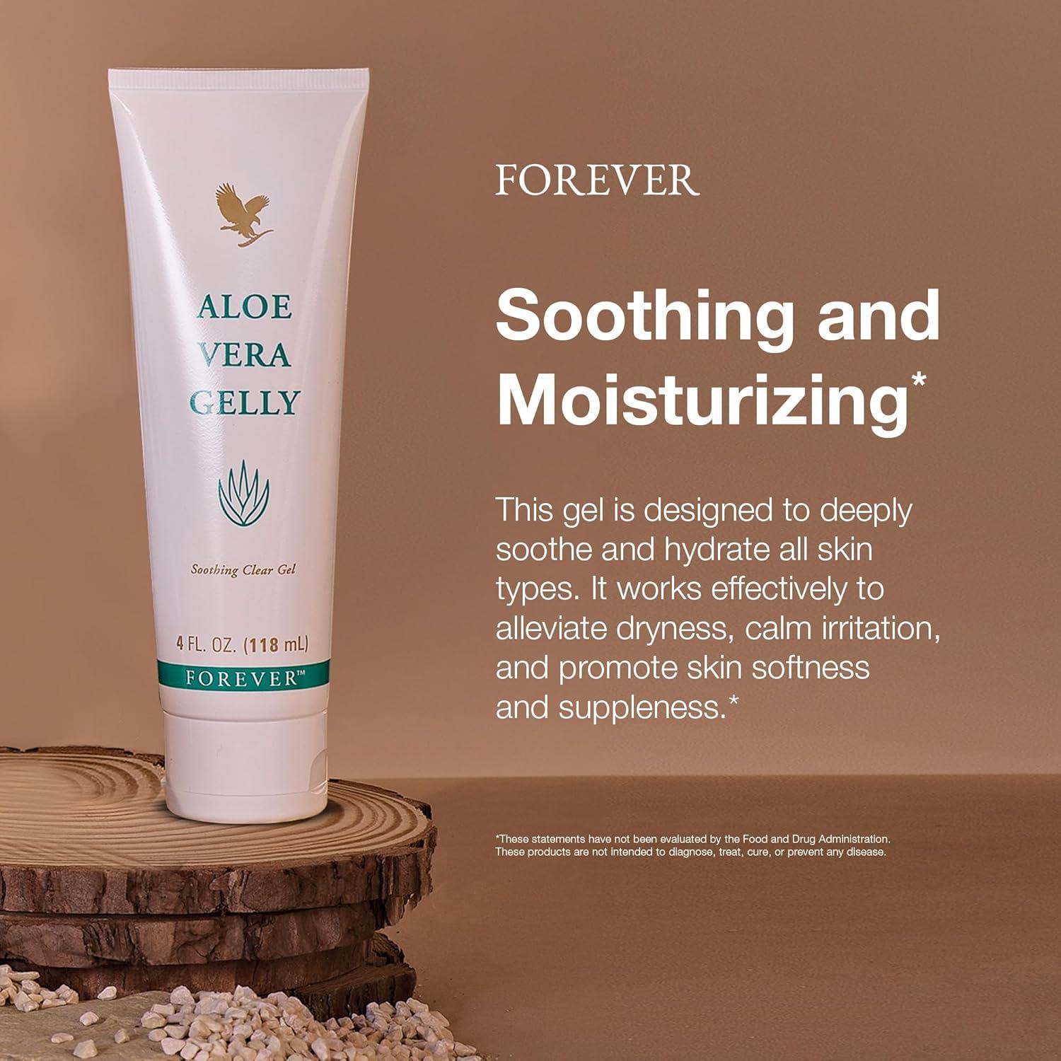 Forever Living Products Forever Living - Aloe Vera Gelly - Pure Aloe Gel for Soothing and Moisturizing Skin, Non-Staining and Fast-Absorbing, Vegan and Gluten-Free, 4 fl oz