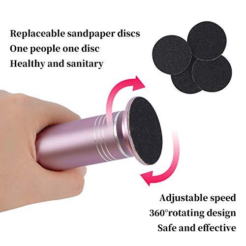 Hleane Electric Foot Callus Remover (Speed Adjustable), Portable Foot Sander, Professional Callous Remover for Feet with 60pcs Replacement Sandpaper Discs and 10 in 1 Pedicure Tools Kit, Pink