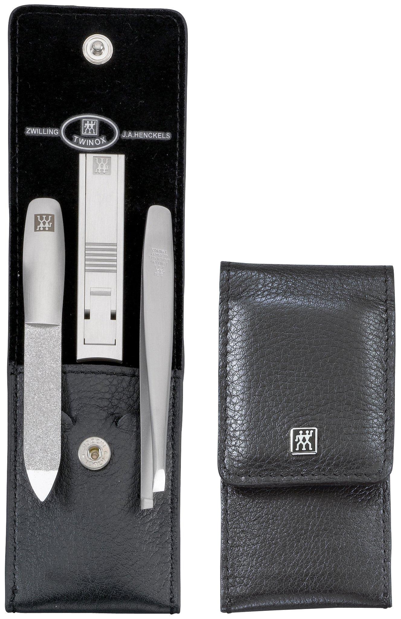 ZWILLING Zwilling J. A. Henckels Twinox Nappa Leather 3 Piece Manicure Pocket Case, Black