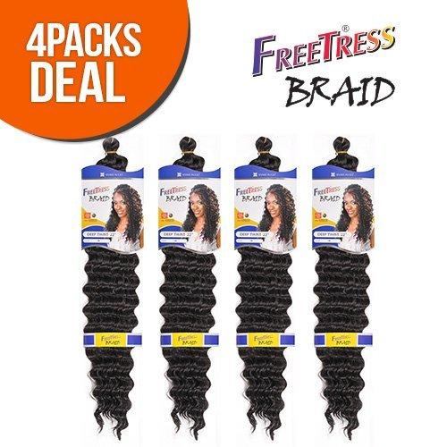 Freetress FreeTress Synthetic Hair Braids Deep Twist Bulk 22" (4-Pack, GREY)