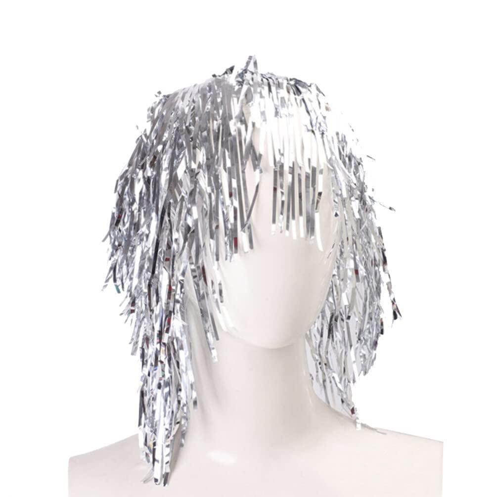 BESPORTBLE BESPORTBLE 12pcs Foil Tinsel Wig Metallic Shiny Party Wig Metallic Cosplay Supply