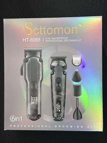 Scttomon Scttomon Professional Hair Clipper for Men Hair Cutting Kit Men\'s Beard Trimmer Hair Trimmer Shaver Cordless Barber Clippers and Trimmers Set Black