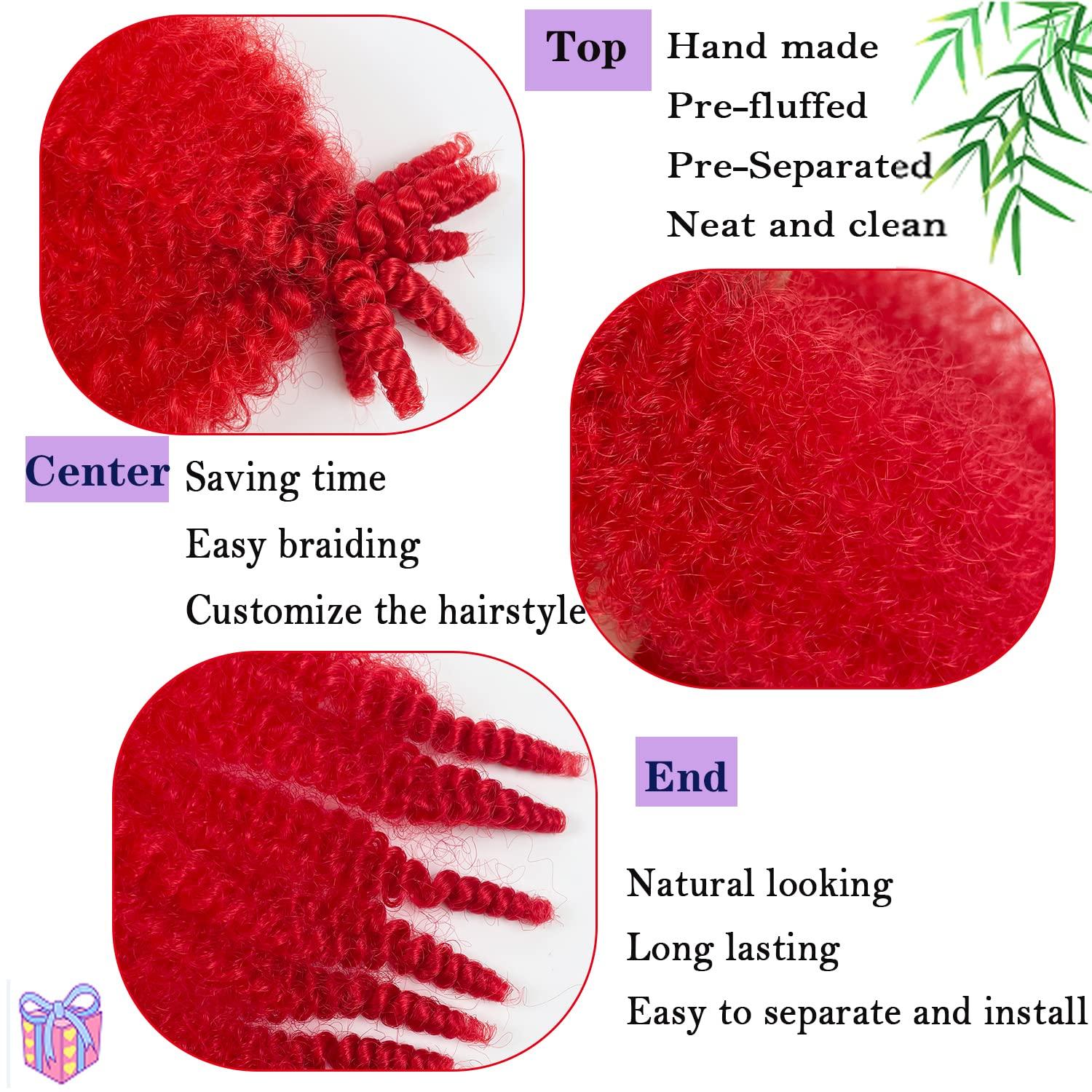 Paraglame Paraglame Red Marley Hair 16 Inch Springy Afro Twist Hair 2 Packs Marley Twist Braiding Hair for Faux Locs Crochet Hair Red Braiding Hair Extensions for Black Women (16Inch(Pack of 2), Red)