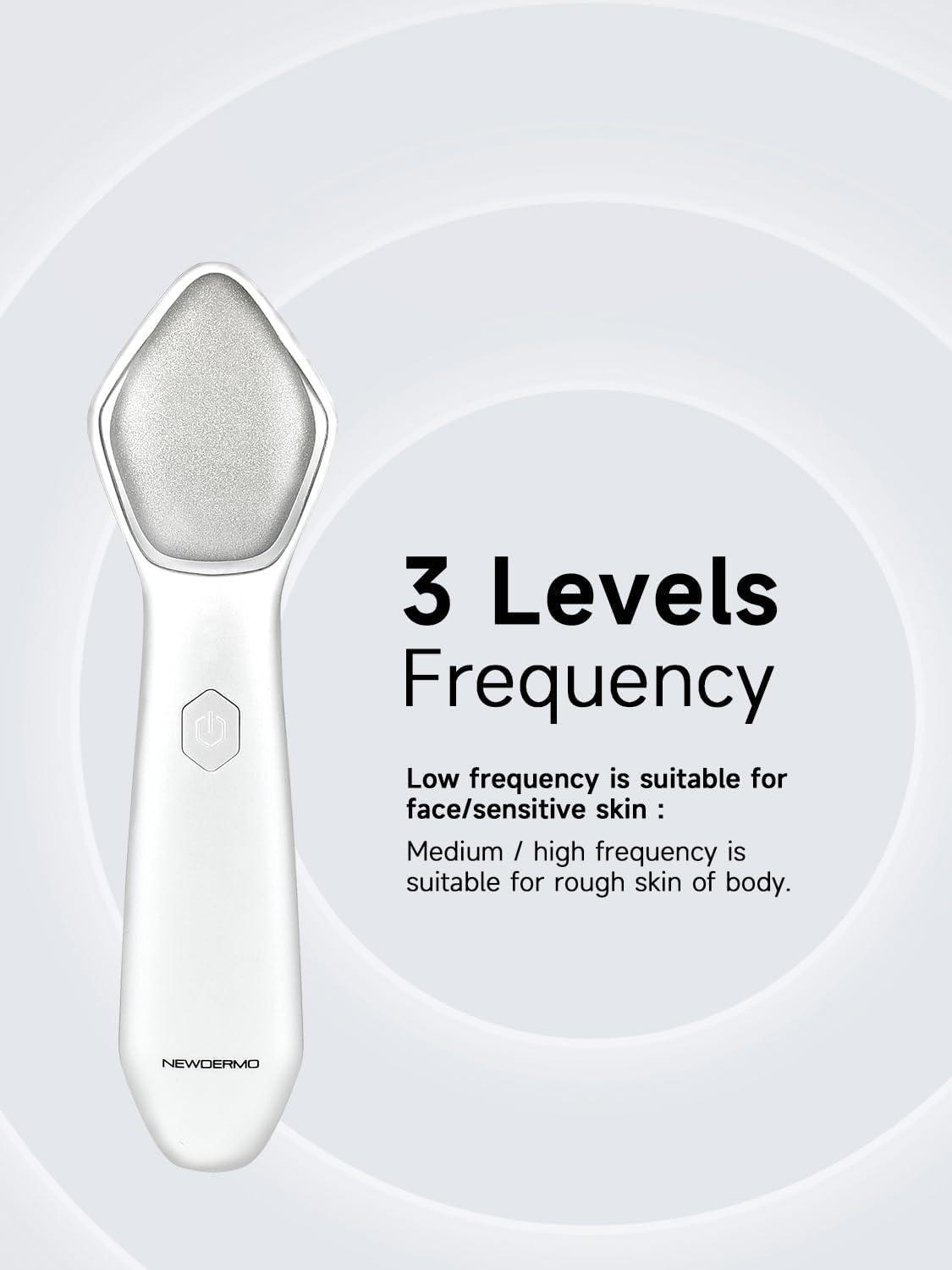 NEWDERMO NEWDERMO Microdermabrasion Machine Pro, Large Diamond Electric Microdermabrasion Wand Tool With Red Light Therapy & 3 Levels Frequency for Face Body Exfoliate Skin Care(White)