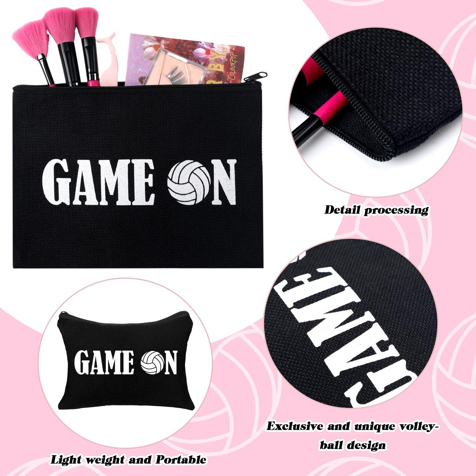 Irenare Irenare 30 Pcs Volleyball Cosmetic Bag Gifts for Women Stuff Volleyball Players Teams Travel Pouch Canvas Makeup Bags for Team Gifts(Black, White,Volleyball)