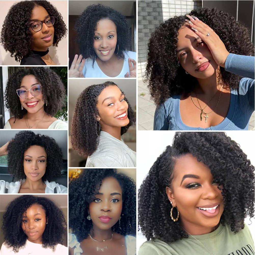 Kiss darling LASHES Afro Kinky Curly Clip in Human Hair Extensions for Women, Real Human Hair Double Wefted Natural Hair Clip ins 4B 4C Clip ins Hair Extensions Afro Curly 18\"inch