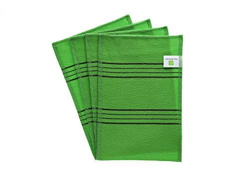 Lucky Sooah Towel Korean Exfoliating Bath Washcloth 4 pcs Large Size - Green