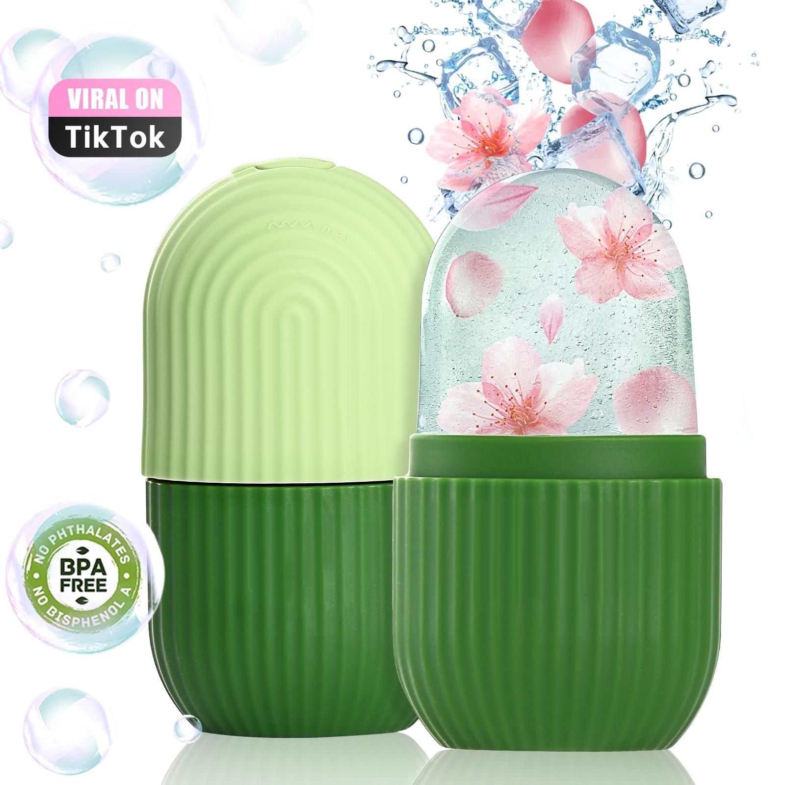 IMEASY IMEASY Ice Roller for Face and Eye, Ice Face Roller,Facial Beauty Ice Roller Skin Care Tools, Ice Facial Cube, Gua Sha Face Massage, Silicone Ice Mold for Face Beauty (Green)