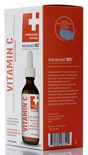 Advanced MD Advanced MD Vitamin C Brightening Face Serum Skin Care - Professional Formula To Diminish The Look of Age Spots & Lift Skin Tone - Concentrated Vitamin C, Ferulic Acid, Antioxidants