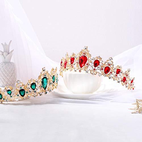 Barode Barode Bridal Baroque Wedding Crowns Rhinestone Tiaras Queen Prom Hair Accessories for Women and Girls (Green)