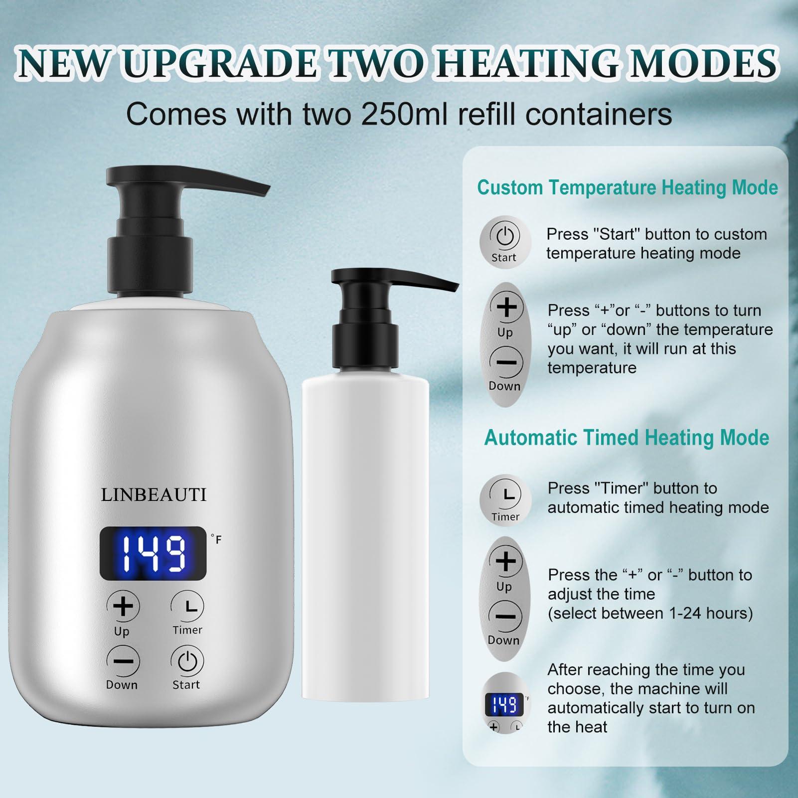 LINBEAUTI LINBEAUTI Massage Oil Warmer with Two Oil Bottle Dispenser, Lotion Bottle Warmer, Smart Touch Key Electric Warm Lotion Dispenser, Lube Gel Cream Warmer for Home Pro Salon Spa Massage (Silver)