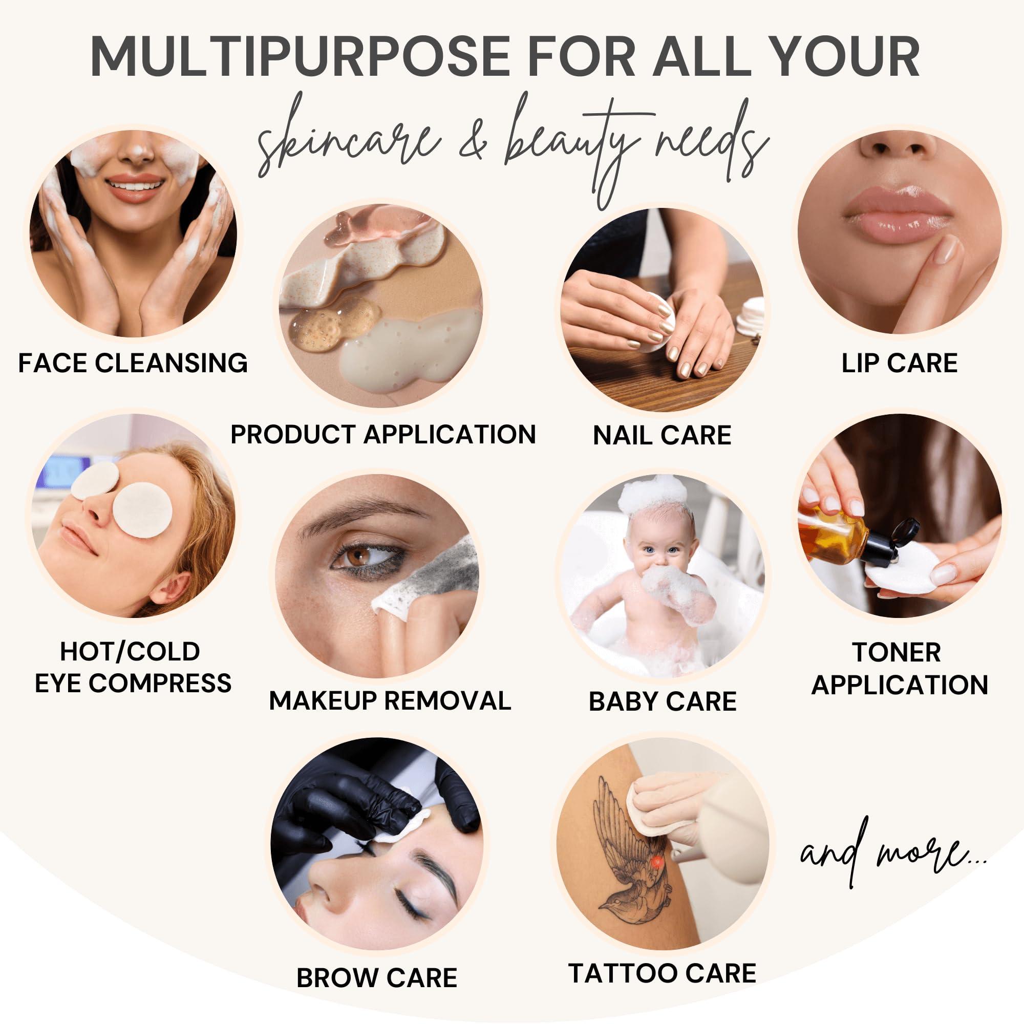 Palm & Jade Reusable Cotton Rounds for Face Pads for Toner | Triple-Layer Reusable Makeup Remover Pads with Exfoliating Cotton Rounds Holder & Laundry Bag | Charcoal Bamboo Facial Cloths (Glossy Gold)