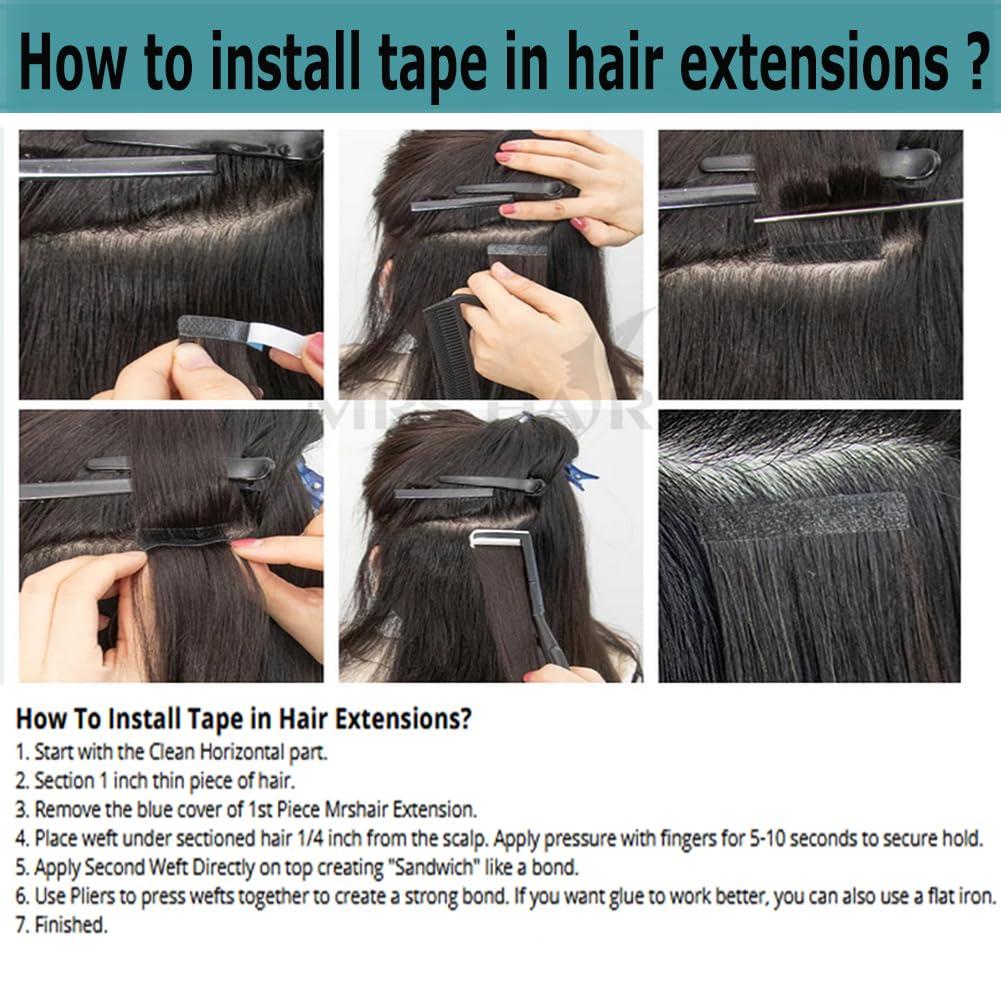 Kiss darling LASHES Tape in Human Hair Extensions 18 Inch Deep Wave Tape in Hair Extensions 40pcs 100g/Pack Seamless Skin Weft Human Hair Extensions Tape in for Women, 1b Black