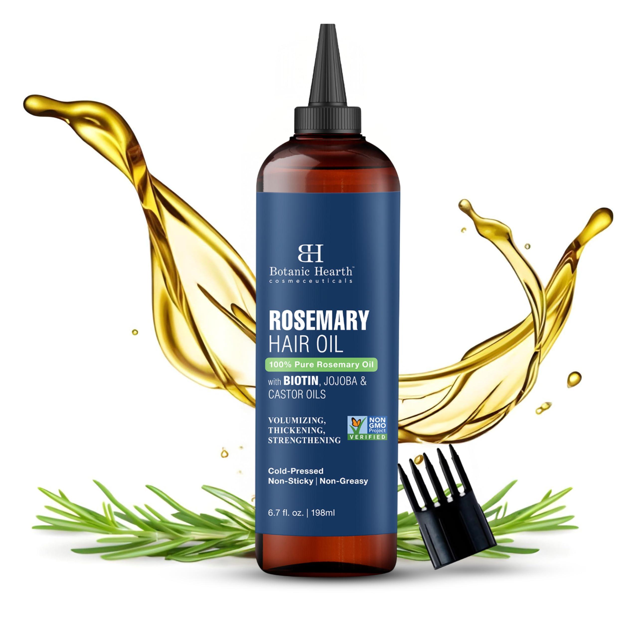Botanic Hearth Botanic Hearth 100% Pure Rosemary Oil For Hair Growth (6.7 fl oz) Infused With Biotin, Jojoba & castor Oil | Hair strengthening Treatment | Nourishing & Volumizing | Non GMO Verified