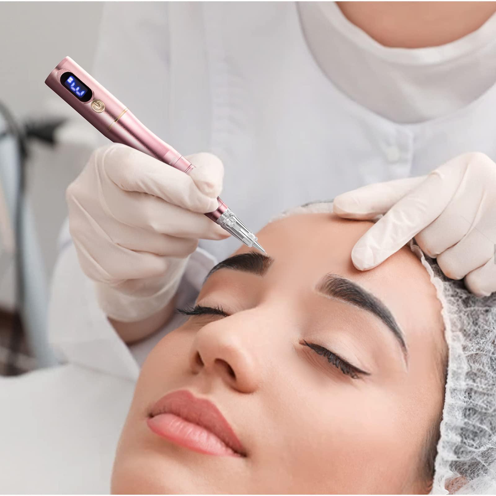 whalrace Whalrace PMU Machine with Digital Screen, Cordless Permanent Makeup Machine, Tattoo Machine Kit with 2 Lithium Batteries, 10pcs PMU Needles Microblading Machine - Rose Gold