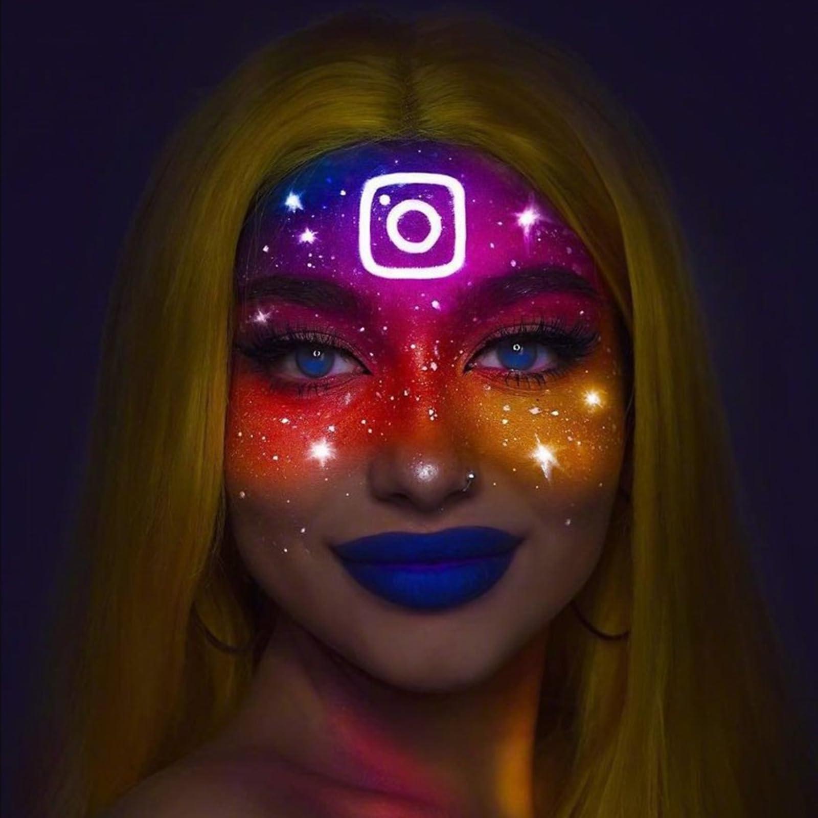 Go Ho Go Ho UV Blacklight Neon Orange Face Body Paint,Water Based Bright Color Neon Fluorescent Body Paint with Cushion Applicator,Glow In The Dark Under UV Lighting Party Halloween Makeup Washable