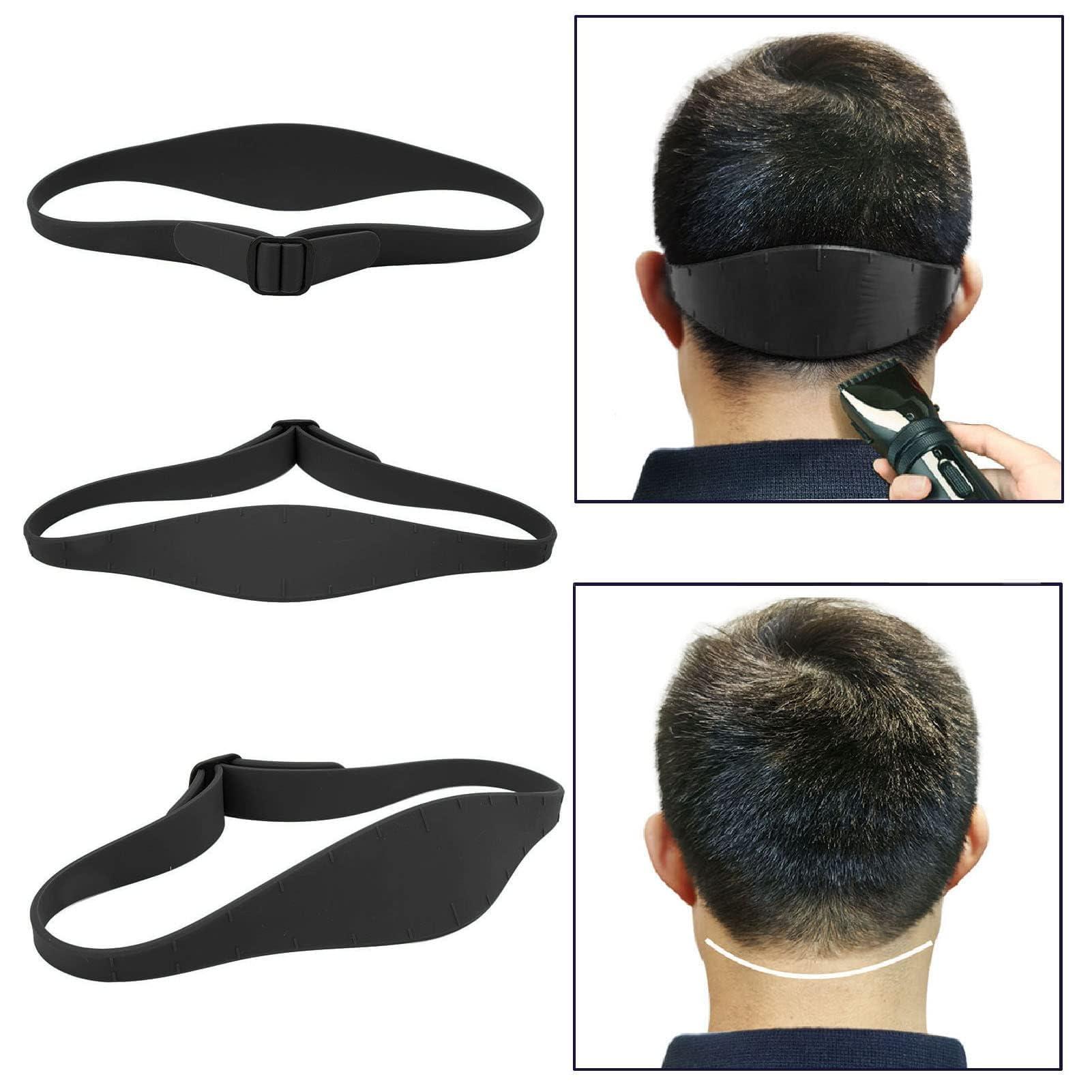 Brrnoo Neckline Shaving Template,Adjustable Curved Silicone Band for Skin Fade Guidelines for DIY Haircuts,Fade Haircut for Hair Clippers (Black)