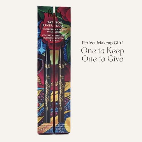Kat Von D Kat Von D KVD Beauty Tattoo Liner Duo Waterproof Liquid Eyeliner Holiday Gift Set:: Tattoo Liner Vegan Waterproof Liquid Eyeliners in Trooper Black and Mad Max Brown