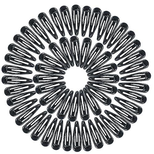 Splendorflying 30,60 80 Pack Black 2 Inch Women Metal Snap Hair Clips Accessories No Slip Hair Barrettes Girls Women Hair Accessories (Black-1 60PCS)