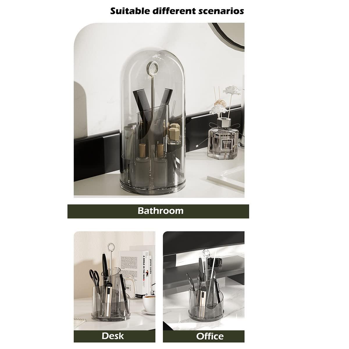 LIVAZIO LIVAZIO Makeup Brush Holder With Lid,Rotating Makeup Brush Storage Box With Cover, Pen Holder For Desk,Makeup Eyeliner Lip Liner Holder Organizer For Vanity,Bathroom,Countertop