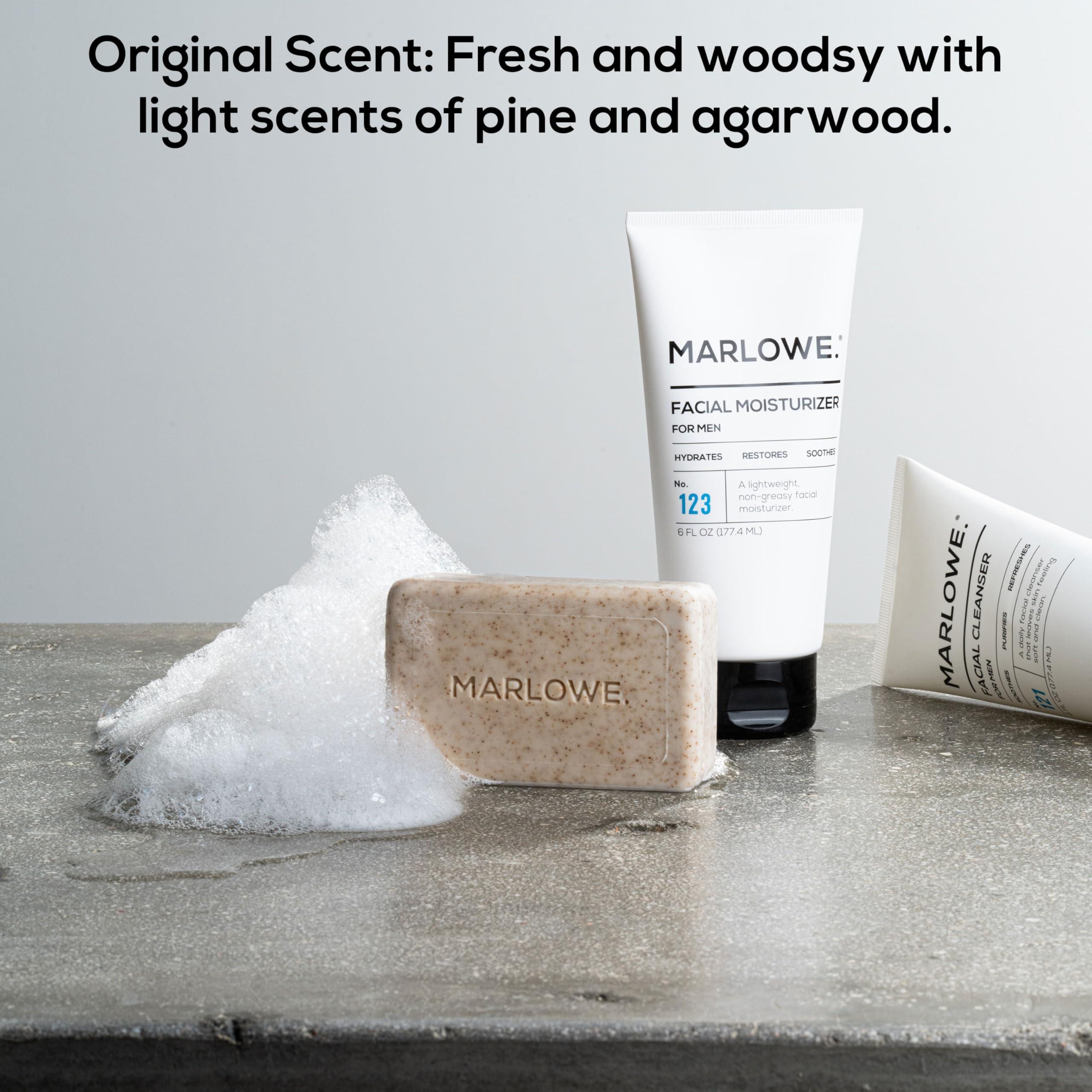 MARLOWE. M BLEND MARLOWE. No. 102 Men\'s Body Scrub Soap 7 oz, Fresh Original Woodsy Scent, Best Exfoliating Bar for Men, Made with Natural Ingredients, Apricot Seed Powder, Shea Butter, Olive Oil, Green Tea Extracts