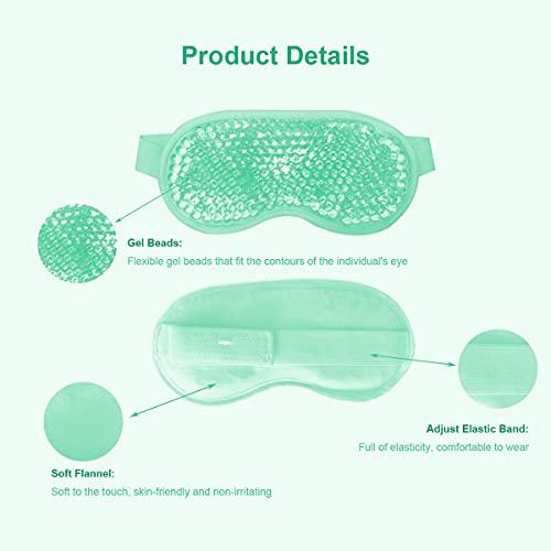 Adofect Adofect 2 PCS Gel Beads Ice Eye Mask Reusable Cooling Eye Mask, Hot and Cold Eye Mask Pack for Puffy Eyes, Dry Eyes, Dark Circles, Migraines and Tension Relief, Blue and Green