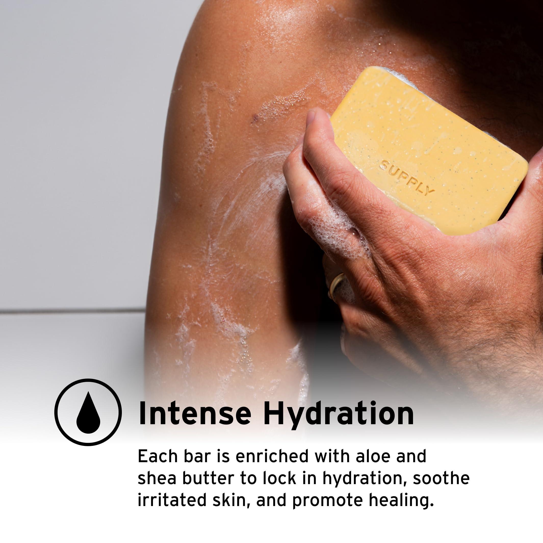 Supply Supply Mens Exfoliating Bar Soap - Deep Cleansing Bar Soap for Men (Sandalwood & Cedar)