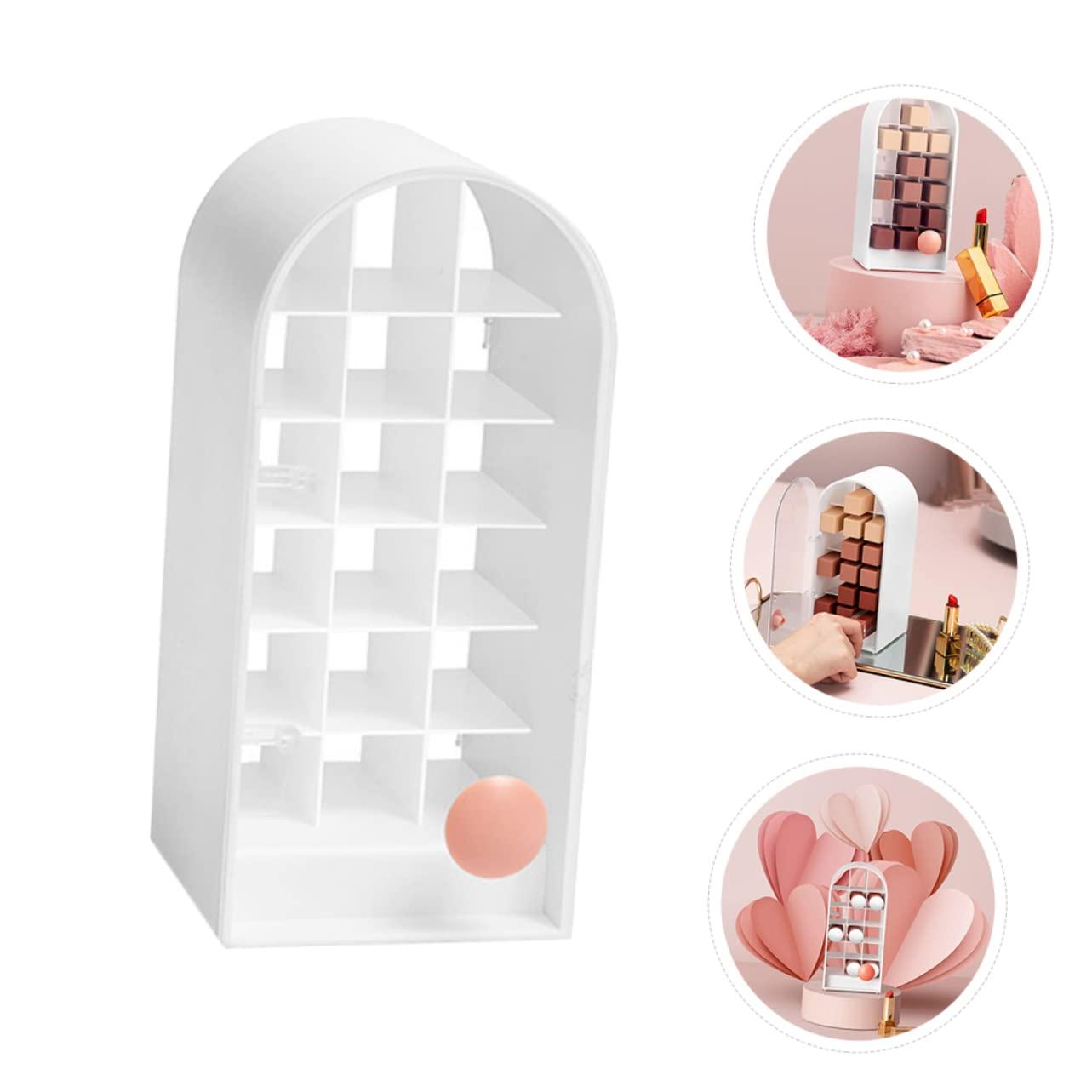 Baluue Baluue 1pc Lipstick Storage Box Lip Gloss Stand Desktop Cosmetic Makeup Display Rack Cosmetic Display Cases Clear Cosmetic Makeup Organizer Lipstick Holders and Organizers White Abs