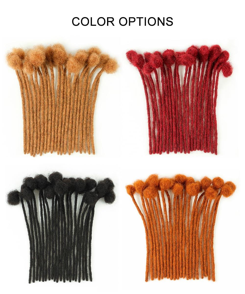 ADIASAI ADIASAI 0.6cm Width 14 Inch 60 Strands 100% Human Hair Loc Extensions, Full Handmade Dreadlock Extensions for Men Women Kids Can Be Dyed and Bleached with Needle and Comb