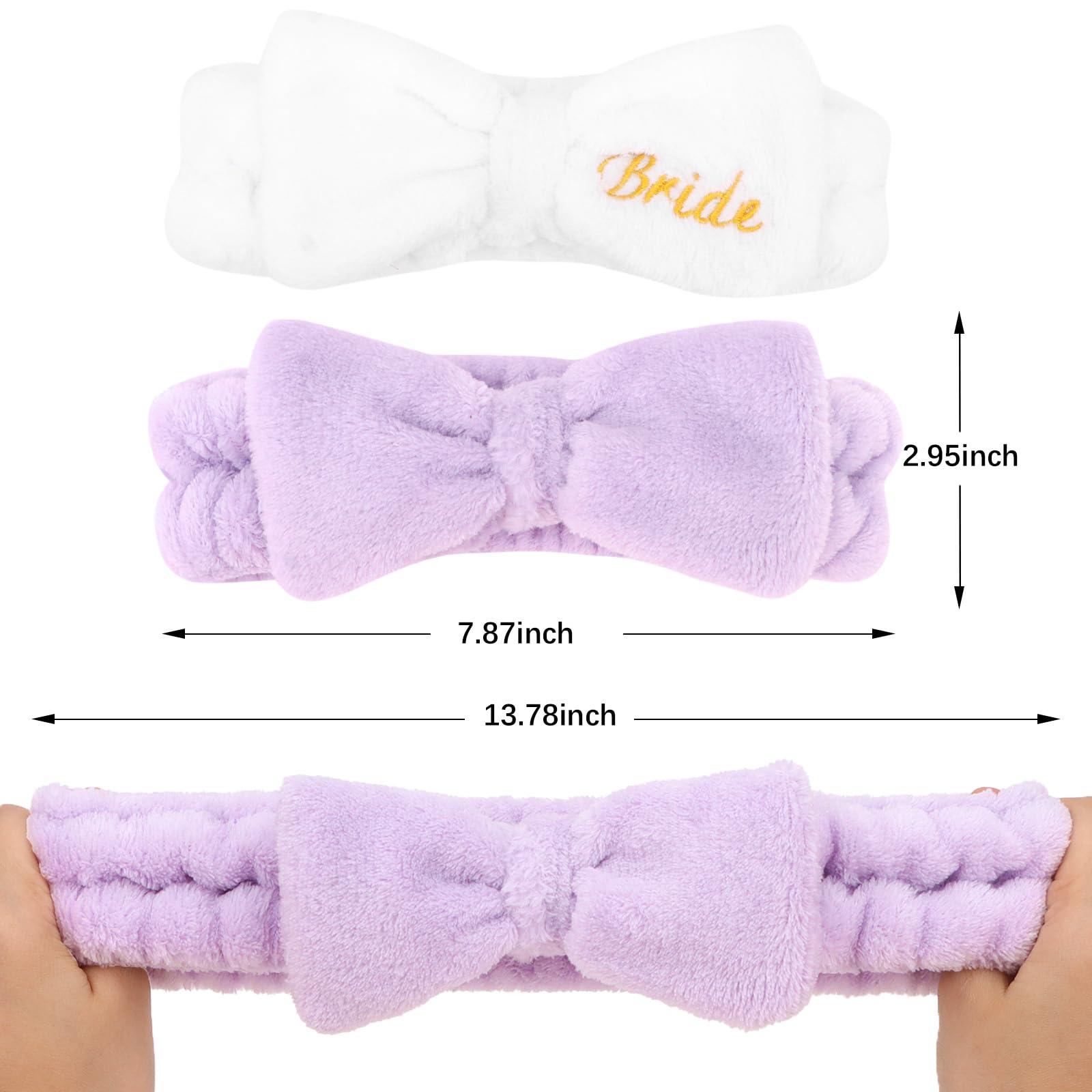 Jaciya Jaciya Bachelorette Party Favors Spa Makeup Headband 8 Packs Bride Bridesmaid Headband Bridal Shower Gifts Wedding Hair Accessories(White,Purple)