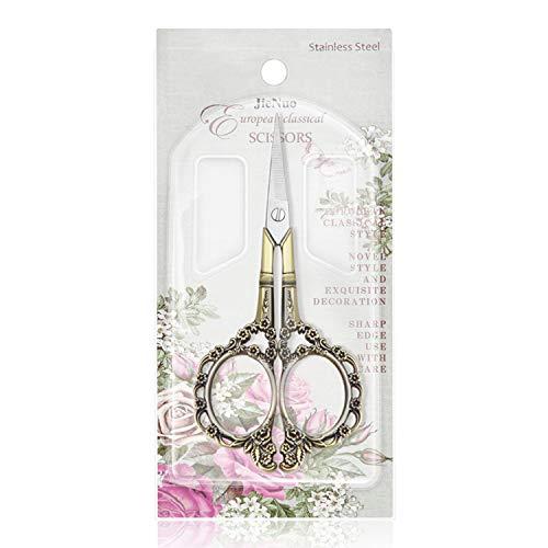 EBANKU Professional Manicure Scissors, EBANKU Vintage Stainless Steel Cuticle Precision Beauty Grooming for Nail, Facial Hair, Eyebrow, Eyelash, Nose Hair (Bronze)