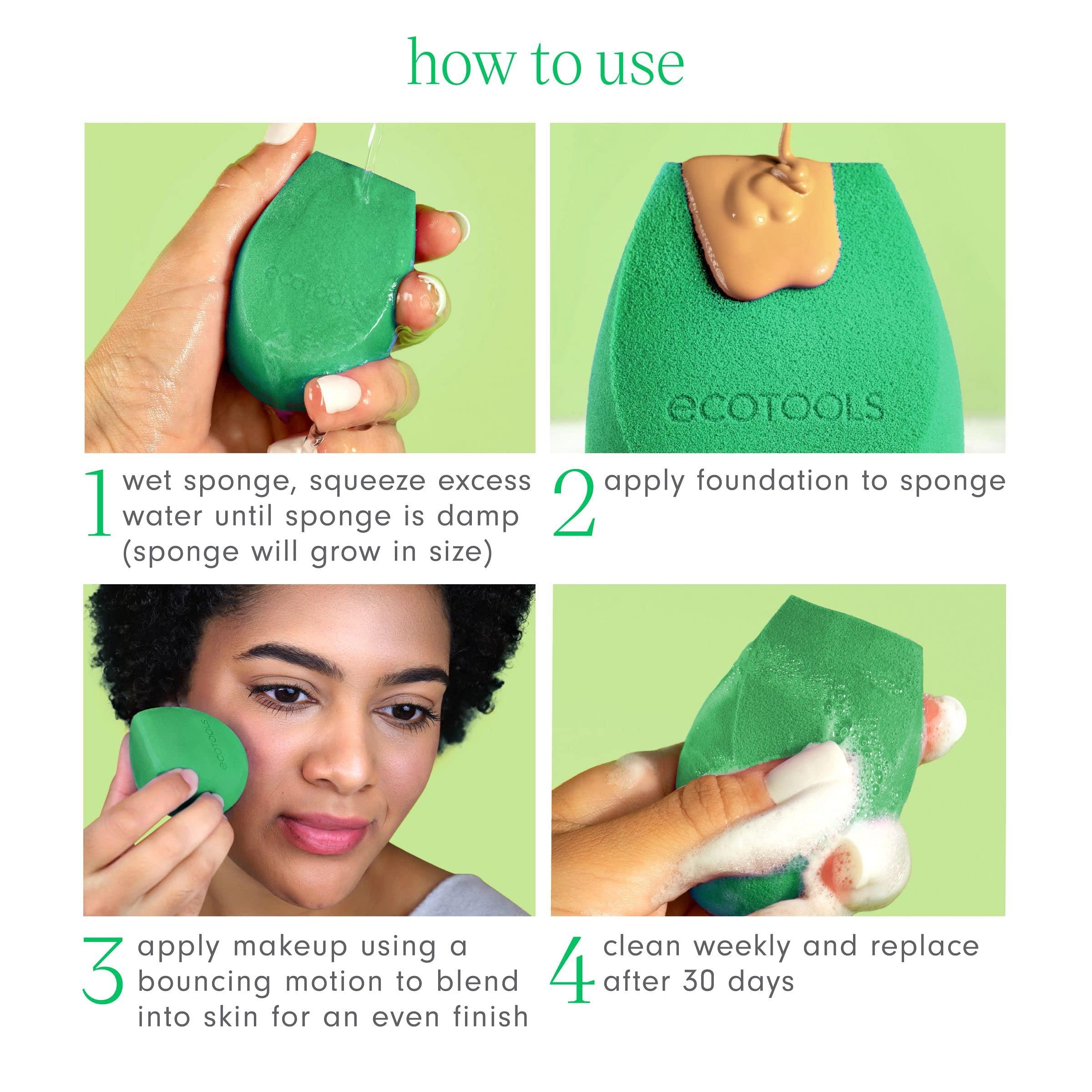 EcoTools EcoTools Green Tea Bioblender, Compostable Makeup Blending Sponge, For Foundation & Base Coverage, Skin-Calming, Natural Infusion, Cruelty Free & Vegan, Packaging May Vary, 1 Count