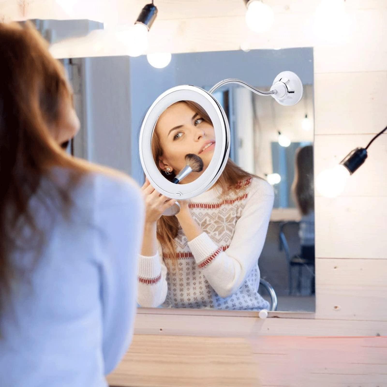 JAJKAFCL JAJKAFCL Mirror Suction Cup Cosmetic Mirror 360 Rotation Mirror LED Suction Cup Shower Shave Make Up Fog Free Flexible Mirror