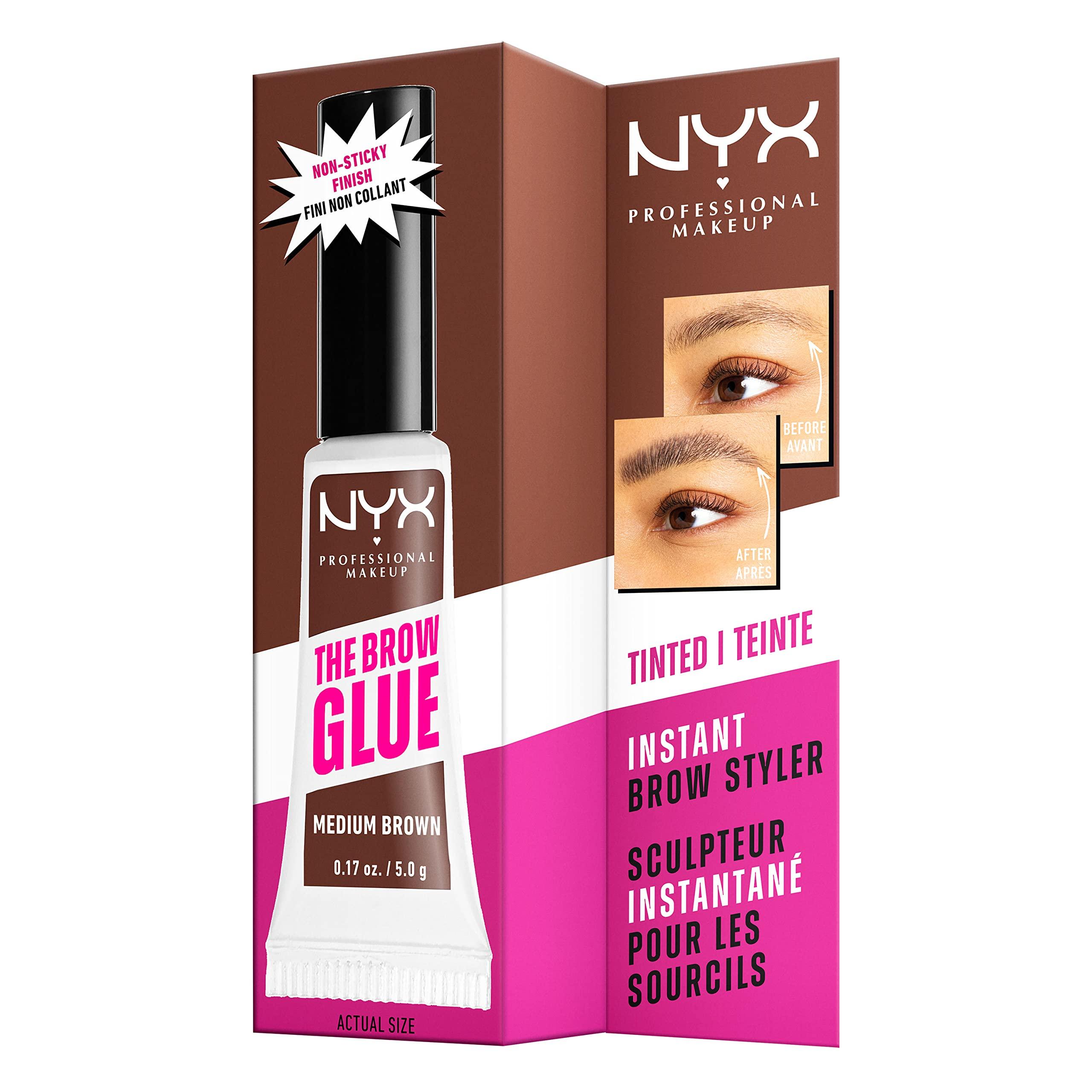 NYX PROFESSIONAL MAKEUP NYX PROFESSIONAL MAKEUP The Brow Glue, Extreme Hold Tinted Eyebrow Gel - Medium Brown