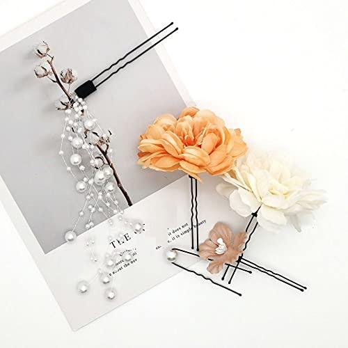 LIBERGA Japanese Hair Clips Set,Flower Hair Barrettes,Long Tassel Pearl Headdress Elegant Cute Hair Accessories,U-Shaped Hair Pins For Women Buns