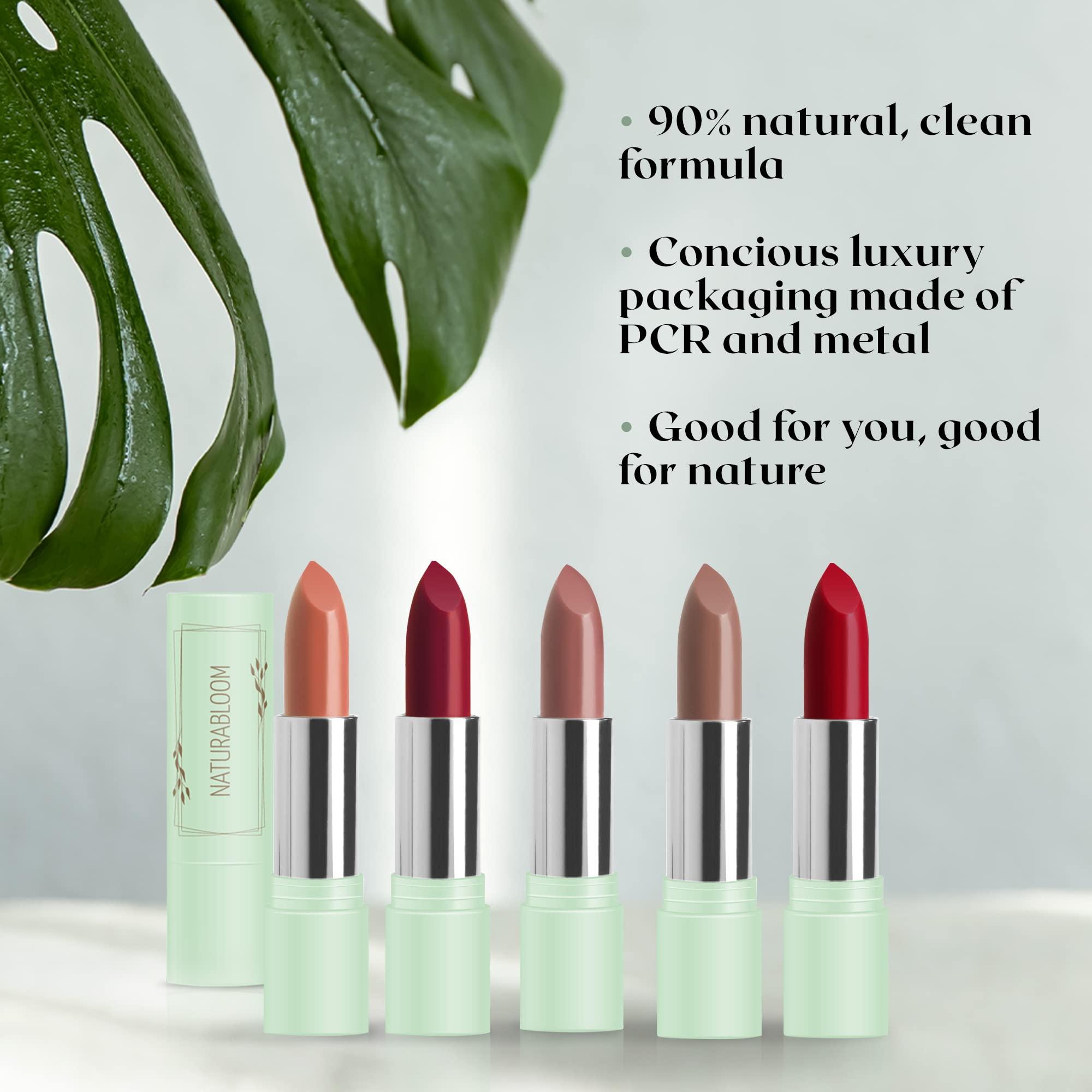 NATURABLOOM NATURABLOOM Vegan Lipstick (Petalia) - Sensational One-Stroke Long Lasting Lipstick from Natural Oils & Butters Full-Coverage Lip Color with Shea Butter & Coconut Extact - Premium Hydrating Lipsticks