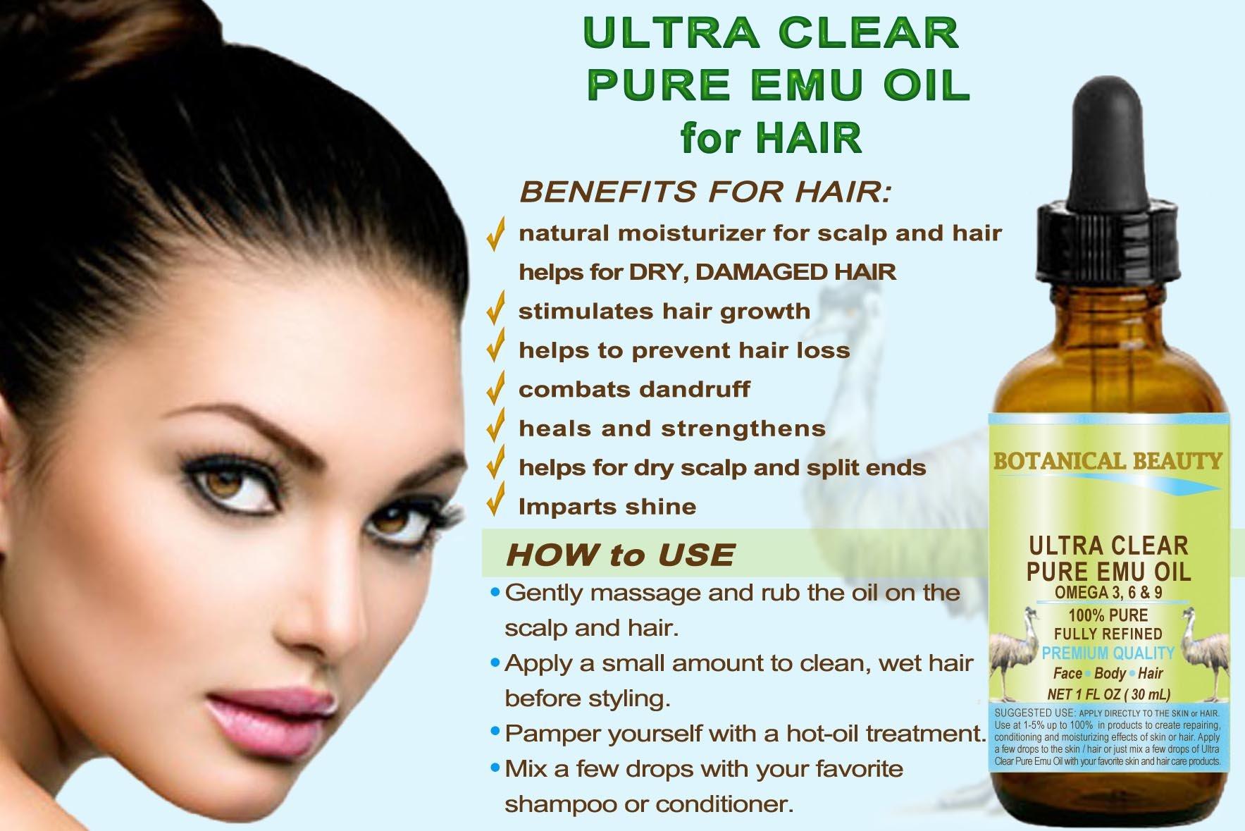 Botanical Beauty PURE EMU OIL 100% Natural RAW VIRGIN UNREFINED for FACE, BODY, HANDS, FEET, NAILS, HAIR and LIP CARE 1 Fl. oz. - 30 ml by Botanical Beauty