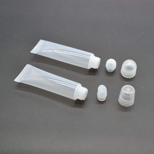 SYBL 10Pcs Empty Clear Plastic Tubes - Mini Empty Refillable Soft Squeezable Cosmetic Containers Tubes Jars For Storing DIY Lip Balm Lip Gloss Sample With Inner Plug size 10ML