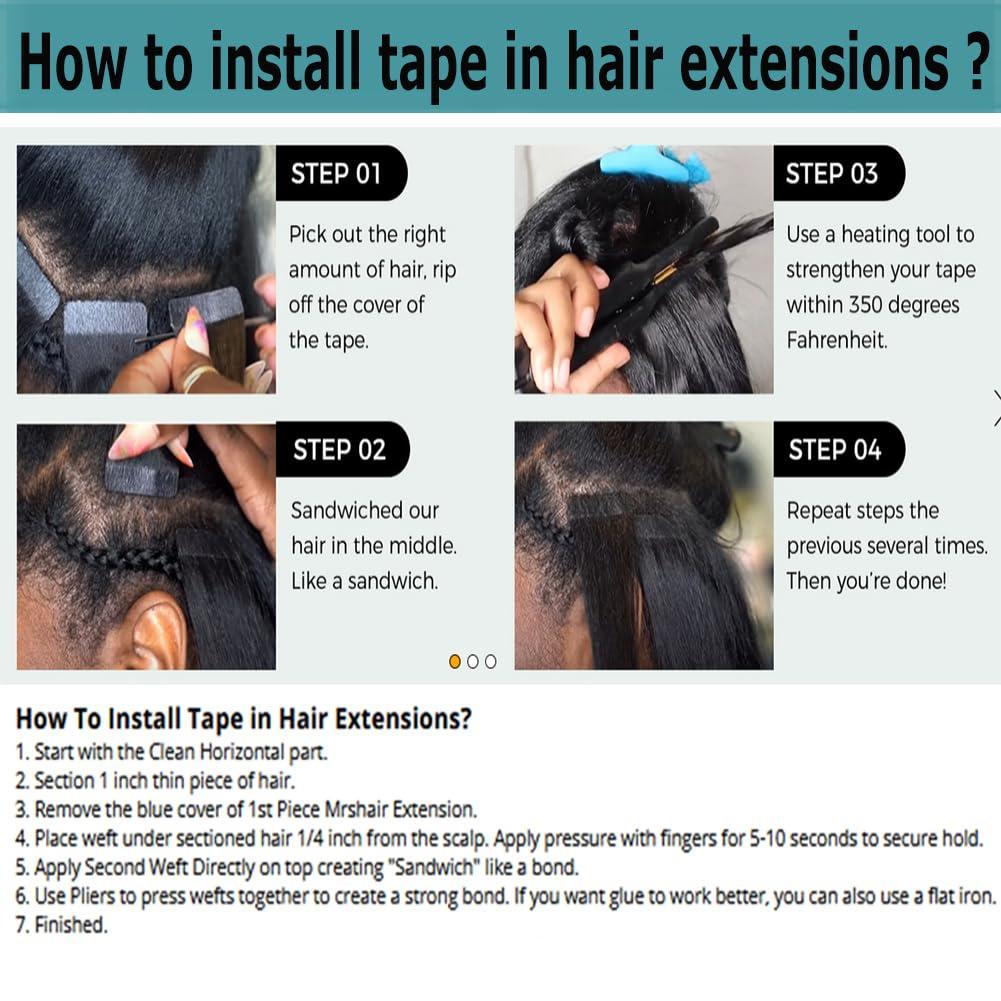 Kiss darling LASHES 14inch Tape in Hair Extensions Natural Black Jerry Curly Human Hair Extensions PU Skin Weft Adhesive Tape ins for Women 100g/40pcs Full Head Natural Black 1b