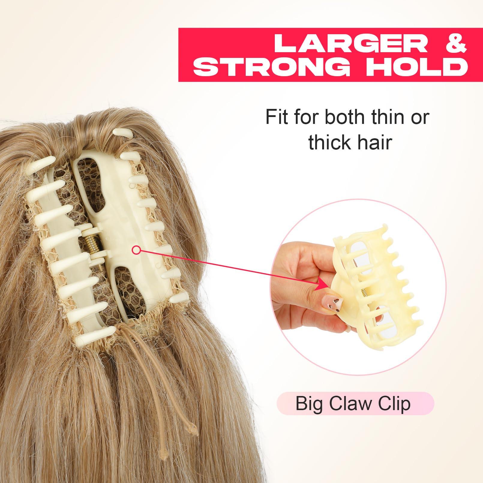 NTYNTY NTYNTY Ponytail Extension, 14\" Claw Clip in Ponytail Hair Extensions Natural Soft Synthetic Layered Wavy Pony Tail Hair Pieces for Women - Light Blonde