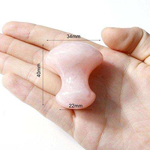 fengshuisale Feng Shui Handmade Natural Rose Quartz Gua Sha Scraping Massage Tool, Mushroom Shape Guasha Board for Spa Relaxing Meditation Massage W3420