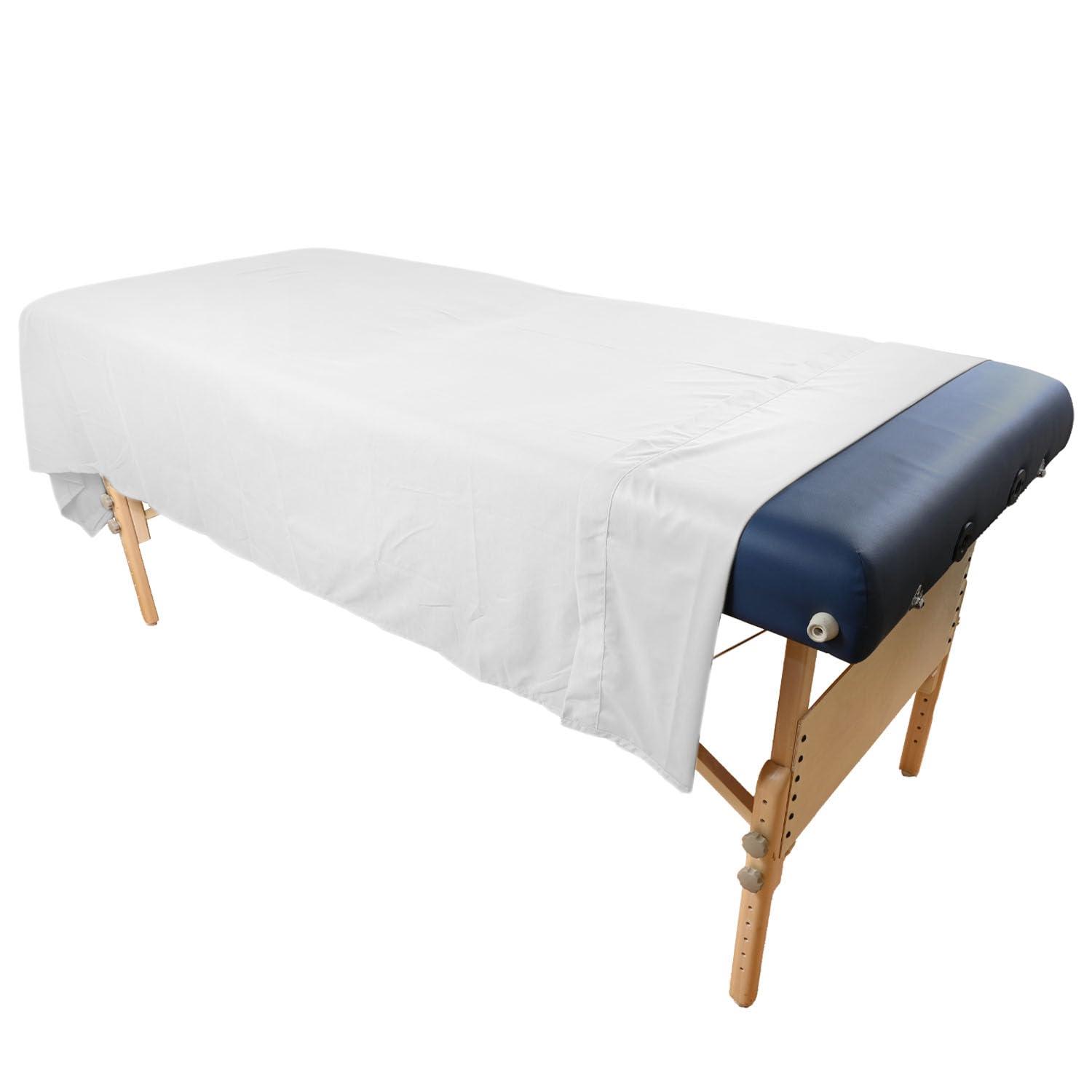 Body Linen Body Linen Massage Table Poly/Cotton Flat Sheet - 55% Polyester, 45% Cotton - 58 x 94 inches - White