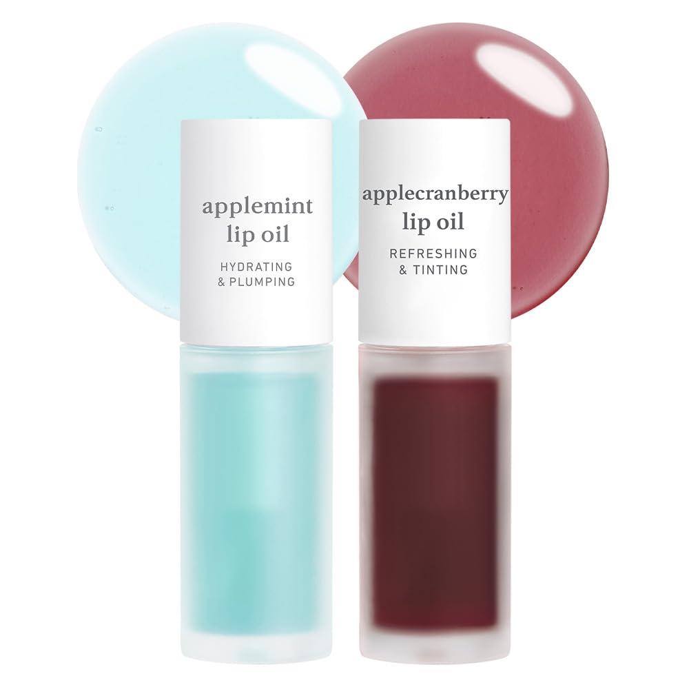 NOONI NOONI Korean Lip Oil - Applefig, 0.12 Fl Oz + Korean Lip Oil - Applemint, 0.12 Fl Oz Bundle