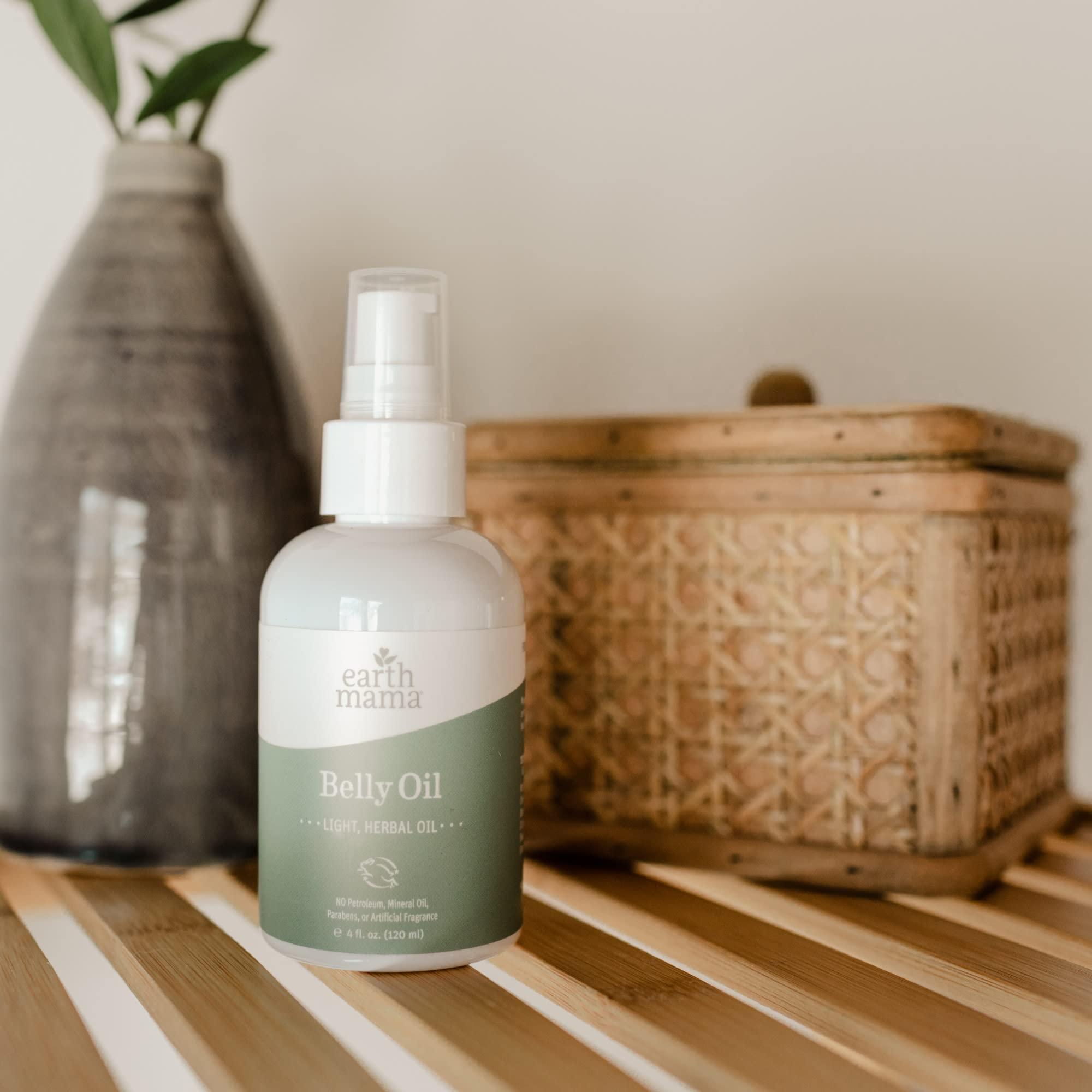 Earth Mama Earth Mama Belly Oil for Dry Skin | Calendula Skin Care Moisturizer Oil to Encourage Natural Elasticity and Help Prevent Stretch Marks During Pregnancy and Postpartum, 4-Fluid Ounce (3-Pack)