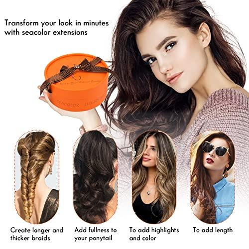 SEACOLOR SEACOLOR Dark Brown to Chestnut Brown Hair Extensions Real Human Hair-12A Grade, 14 inch 120g 7pcs Double Wefted Cuticles Aligned Remy Human Hair #2/6/2