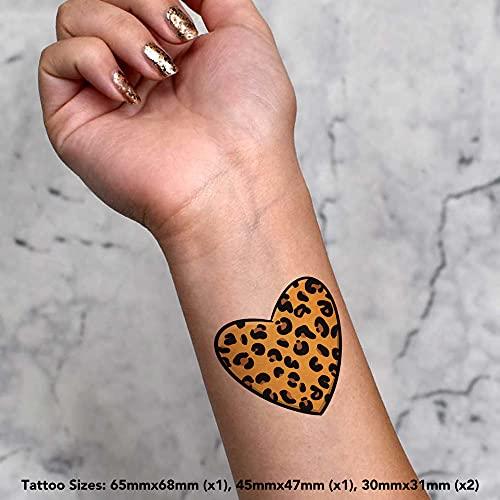 Azeeda 4 x \'Leopard Print Heart\' Temporary Tattoos (TO00042847)