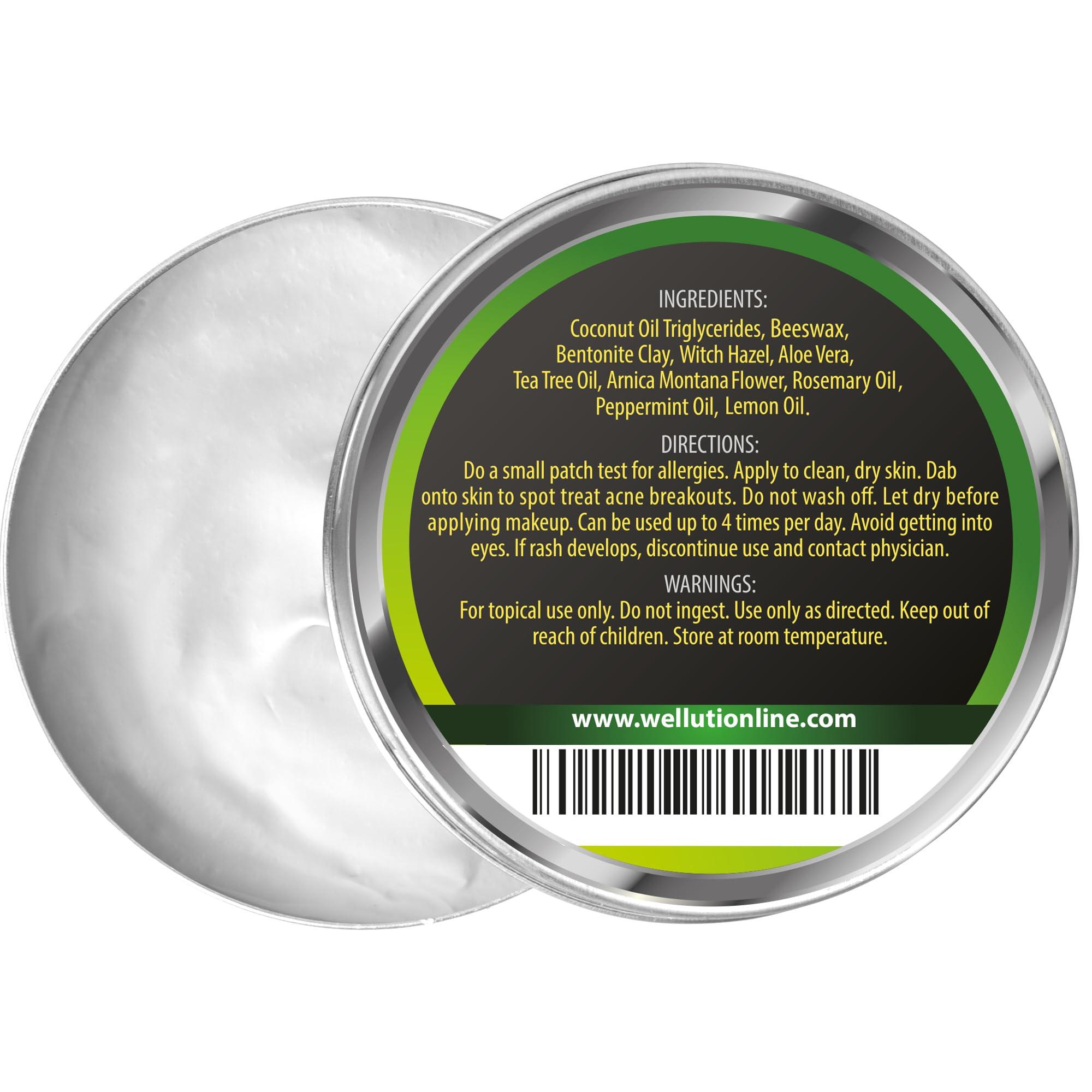 WELLUTION Wellution Cystic Acne Treatment Cream - Natural Pimple and Scar Remover with Tea Tree Oil - Effective Overnight Face Treatment for Acne Spots, Pimples and Scars - 1oz