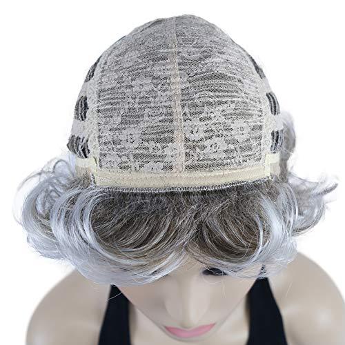 Lydell Lydell 10" Women's Short Soft Super Curly Wig Layered Natural Movement Synthetic Wigs (48T Light Gray with Dark Root)